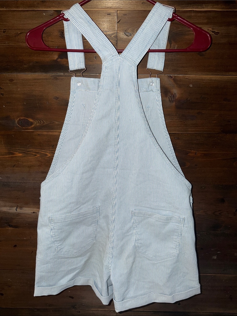 wonder nation White and Light Blue Pinstripe Shortalls - Picture 2 of 3